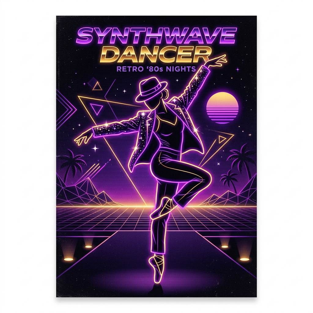 Retro Synthwave Dancer Illustration